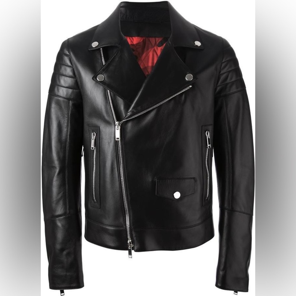 Valentino leather biker jacket size IT 48 black